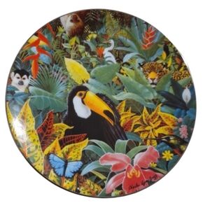 CHARLES LYNN BRAGG "Rainforest Magic" Colorful Jungle Animal Plate #848
